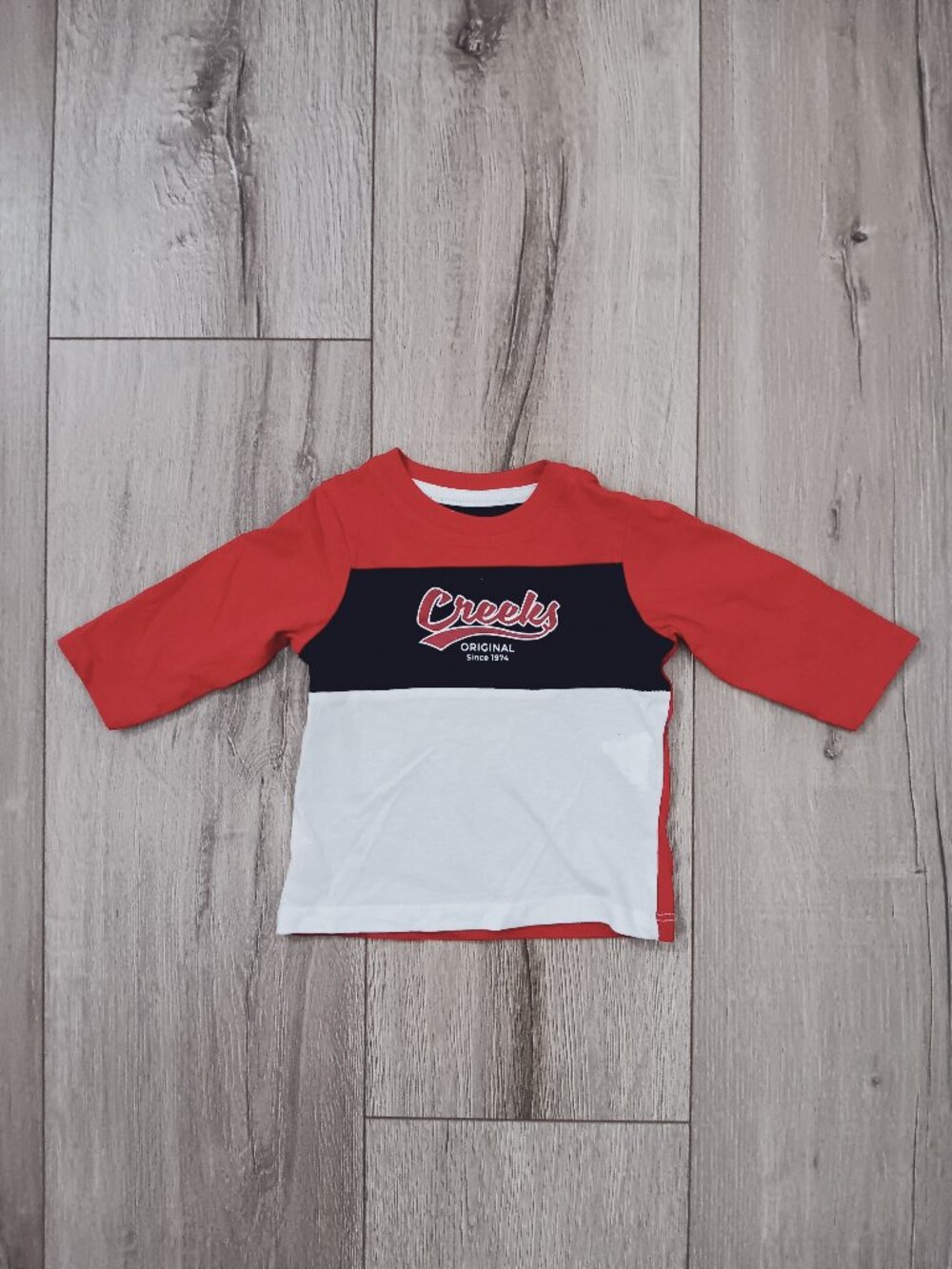 Creeks Baby Boy Colorblock Long Sleeve Graphic T-Shirt Red Black White Size 3M